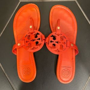 Tory Burch Miller sandals in orange, size 10